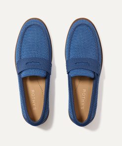 The Penny Loafer - Blue Raffia-Knit
