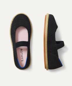 The Mini Mary Jane (for Kids) - Black Raffia-Knit