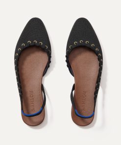 The Almond Slingback - Eyelet Black