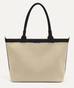 Alternative view of The Lightweight Zip Tote - Black and White Raffia-Knit