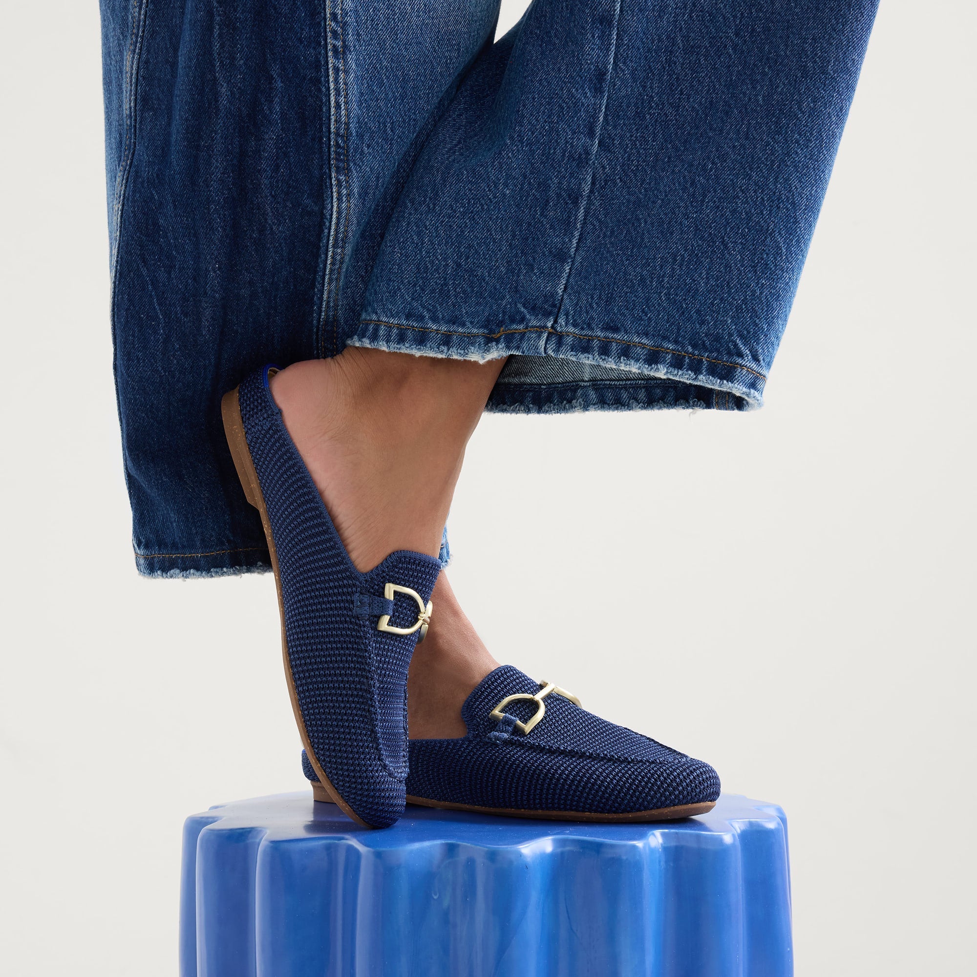 The Double Bit Loafer Mule - Blue Raffia-Knit - Image 3