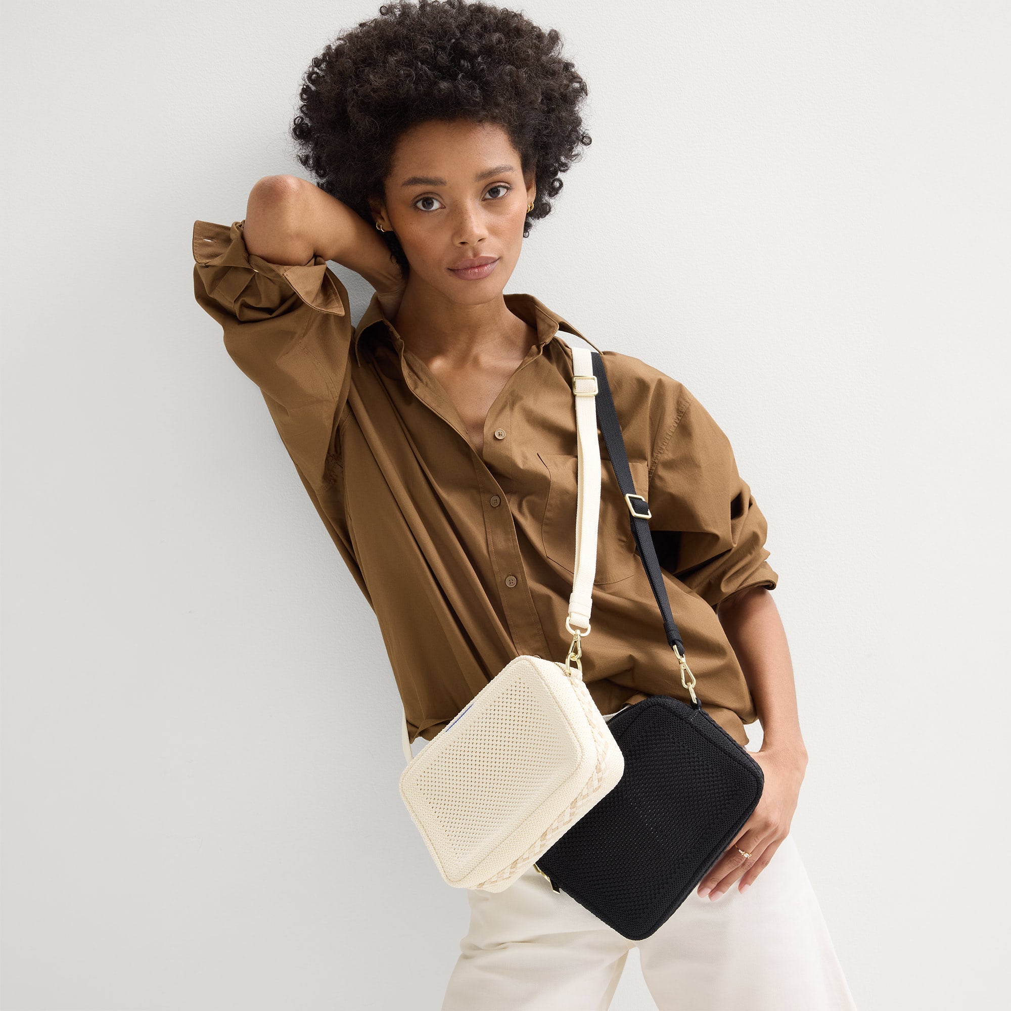 The Crossbody Camera Bag - Cream Twist Open-Knit - Image 3