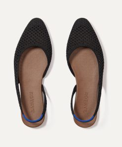 The Almond Slingback - Black Mesh