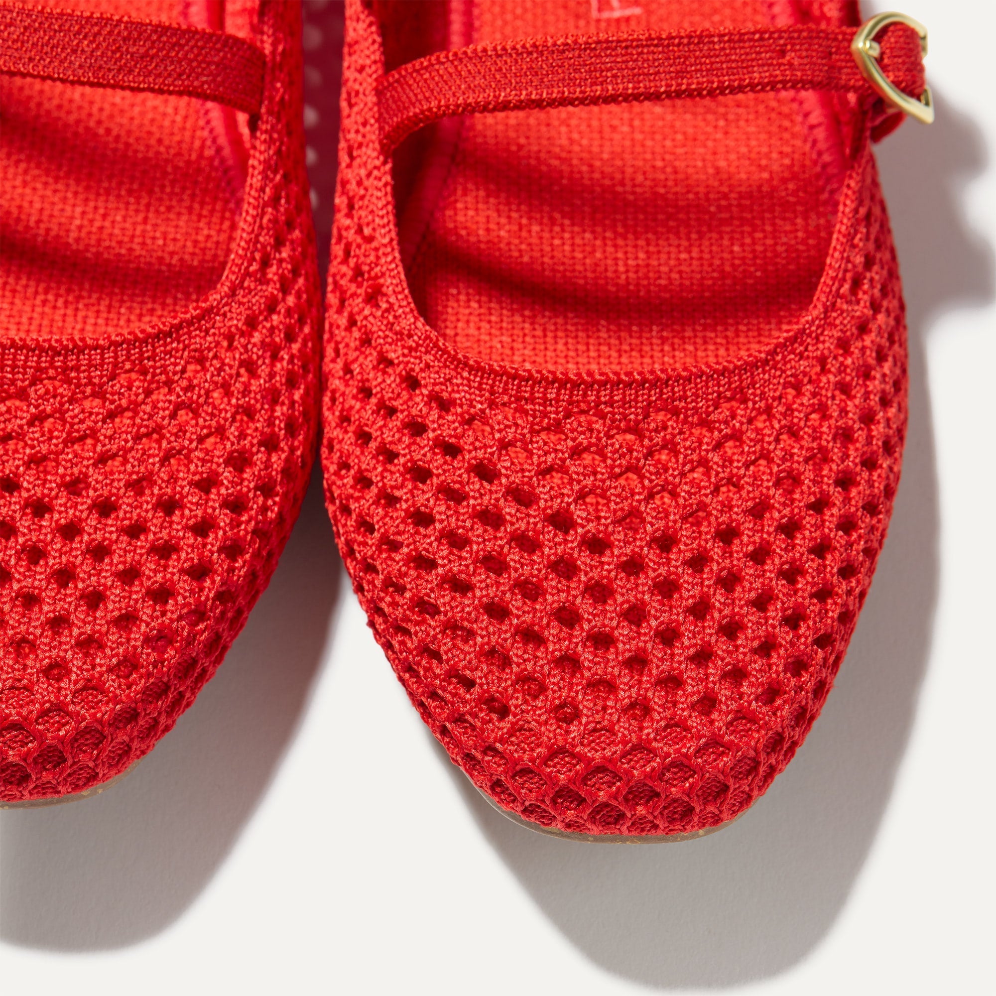 The Double Buckle Mary Jane - Bright Red Mesh - Image 4