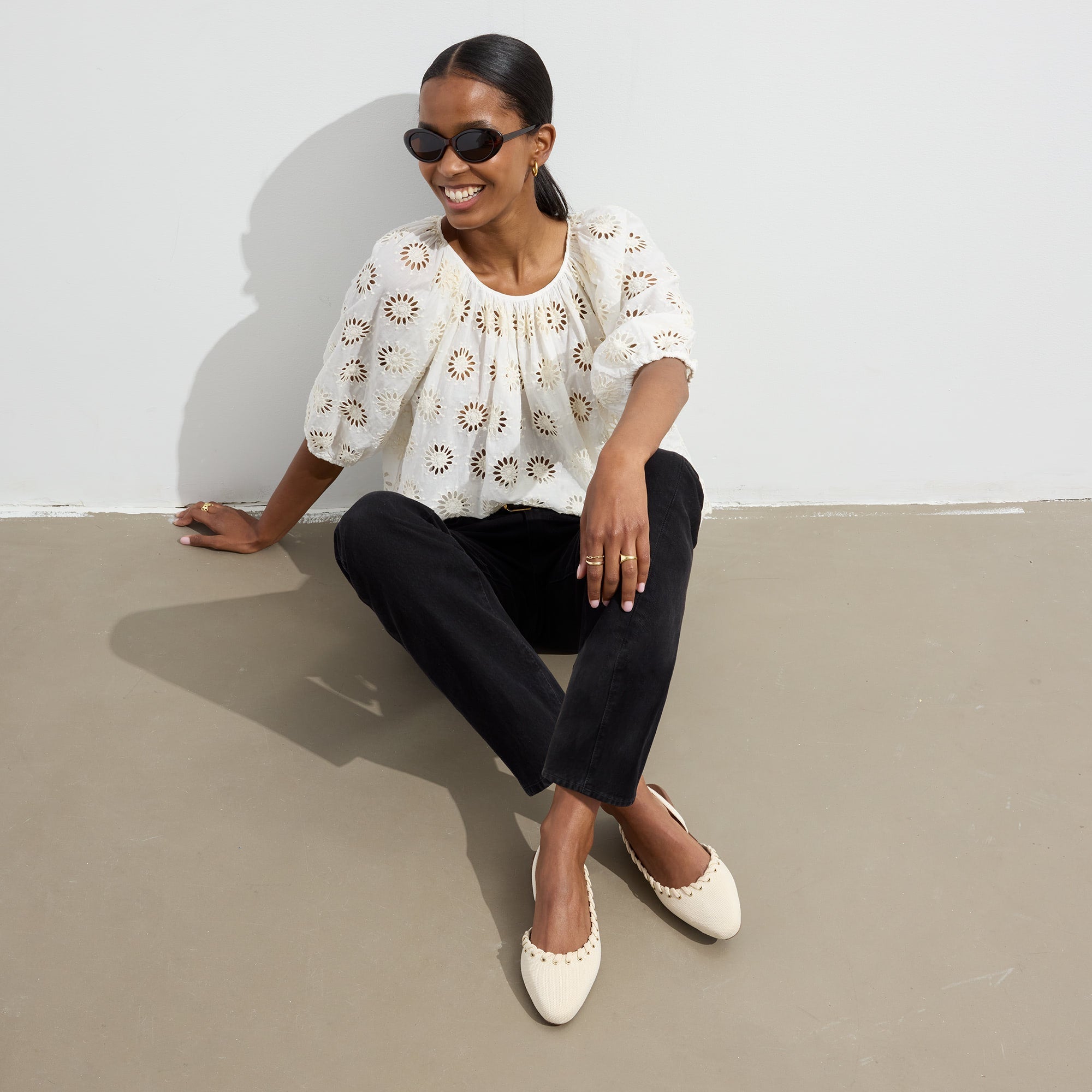 The Almond Slingback - Eyelet Ivory - Image 2