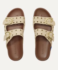 The Buckle Slide - Eyelet Wheat