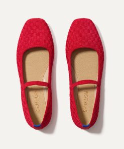 The Max Square Mary Jane - Red Crisp Basketweave