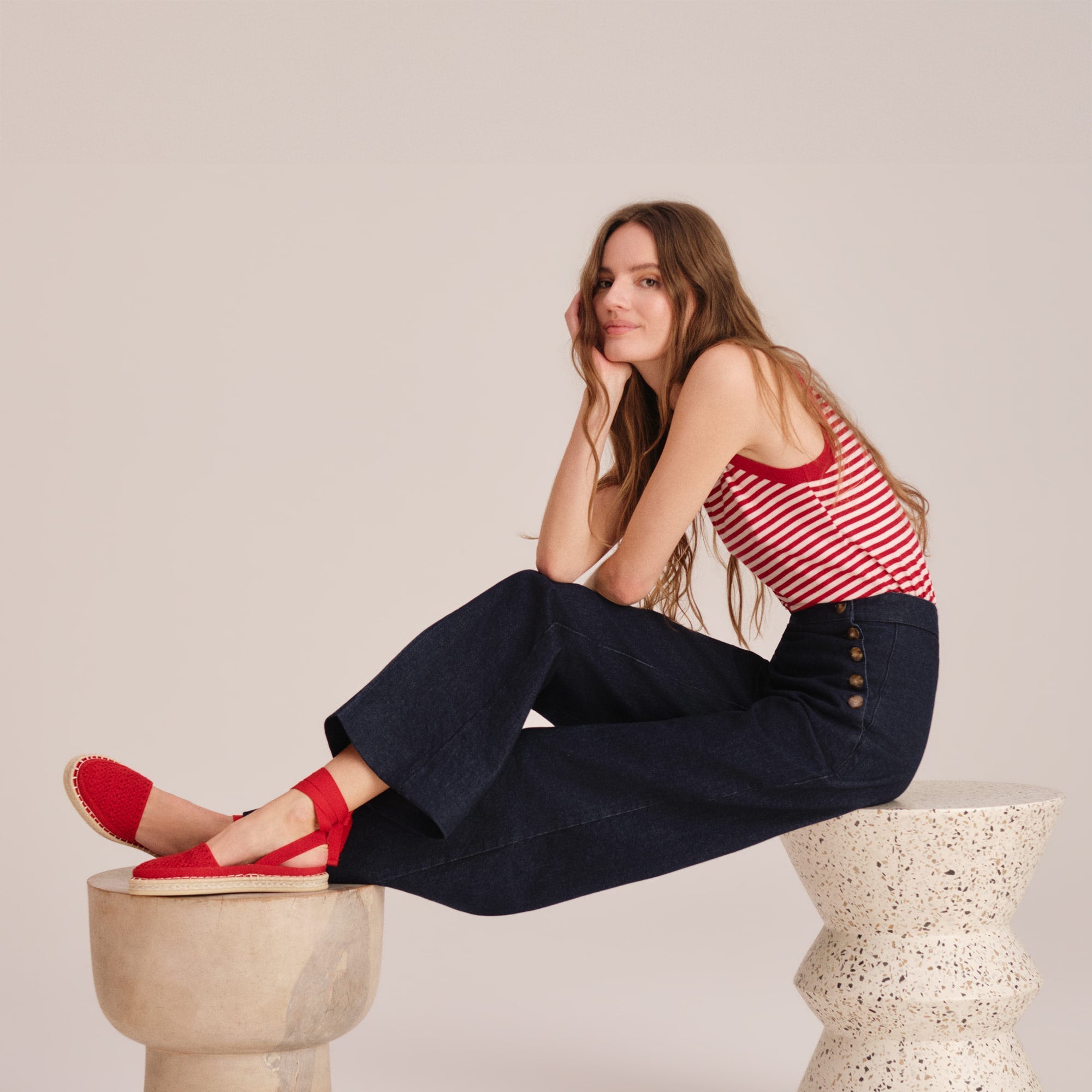 The D'Orsay Espadrille - Bright Red Crochet - Image 3