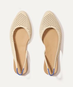 The Almond Slingback - Off White Mesh