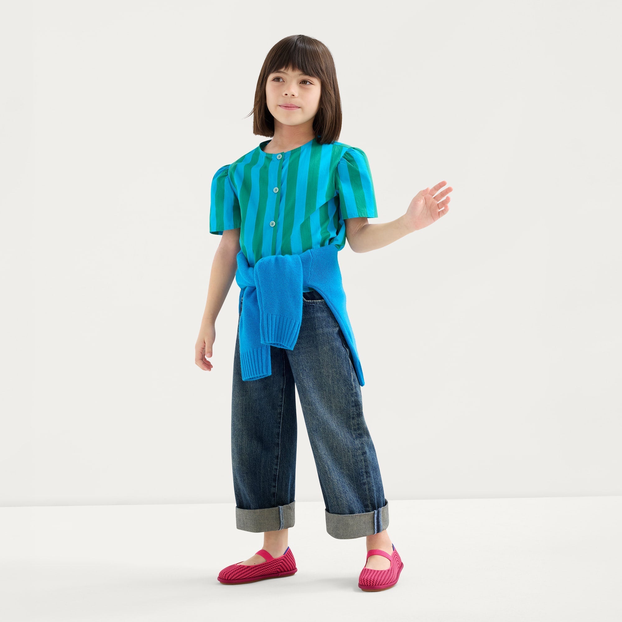 The Mini Mary Jane (for Kids) - Raspberry Stripe - Image 3