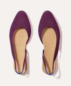 The Almond Slingback - Plum Mesh