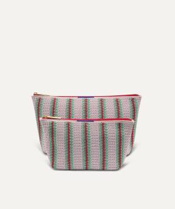 The Travel Pouch Set - Watermelon Market Stripe