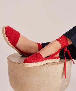 Alternative view of The D'Orsay Espadrille - Bright Red Crochet